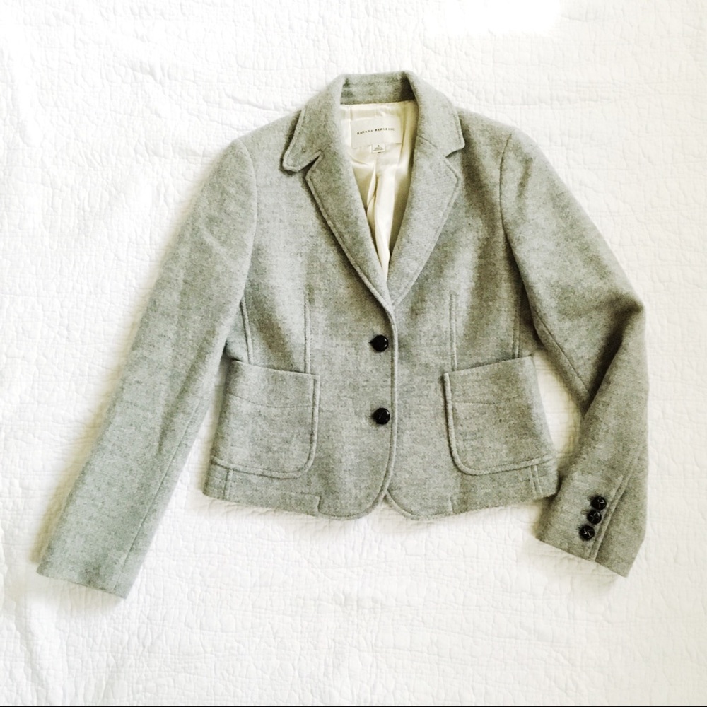 Banana Republic Light Heather Gray Wool Blazer